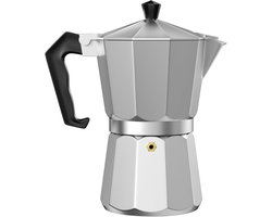 EXCITAT 100ml Koffiezetapparaat - Moka Koffiezetapparaat - Met Veiligheidsventiel en Siliconen Afdichting - Elegant Design - Zilver