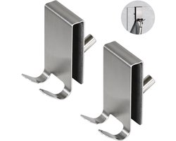 EXCITAT 2 stuks - Handdoekrek - Douchehaak - RVS haak - Geschikt voor doucheruimtes, badkamers, 5-10 mm glazen deuren - Zilver