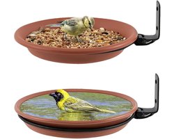 EXCITAT 2 stuks - Vogelbad - Voederhuisje voor buiten - Hangend - Voederbak - Geschikt voor gazon, terras, tuin, buiten, balkon