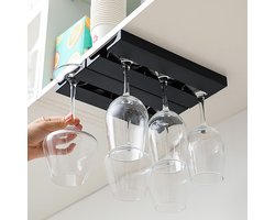 EXCITAT 2 stuks - Wijnglasrek - Wijnglasrek - Hangend - Geschikt voor keuken, bar, eetkamer, decoratieve kasten, keukenkastjes - Zwart