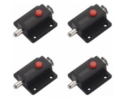 EXCITAT Automatische veiligheidsschuifvergrendeling - met drukknop en veer - Automatische deurvergrendeling met drukknop en veer voor kasten, ramen en kledingkasten - 4 stuks - Zwart