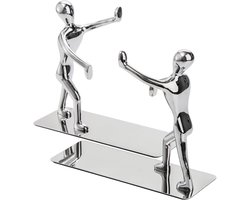 EXCITAT Boekensteun - Metalen boekensteun - Antislip - Decoratieve boekensteun - Geschikt voor thuis, kantoor, bibliotheek, school, hotel - Zilver