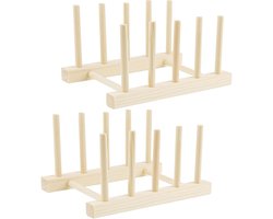EXCITAT Bordenrek - Afdruiprek - Snijplankrek - Afdruiprek - Dekselrek - Hout - 4 sleuven - 2 artikelen