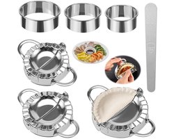 EXCITAT Deegrolmachine - Wontonmaker - Wontonvorm - Dumplingvorm - Keukengerei van roestvrij staal - Set van 7