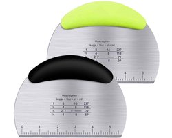 EXCITAT Deegsnijder - Schraper van roestvrij staal - Multifunctioneel keukengereedschap - met antislip rubberen handvat - voor brooddeeg, cakes, fondant en chocolade - 2 stuks