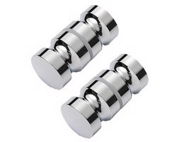 EXCITAT Deurgreep - Baddeurgreep - Kleine badkamerdeurgreep - Geschikt voor douchecabines, douchewand vervangingsonderdelen - 2 stuks - Zilver