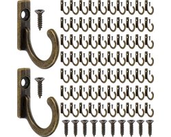EXCITAT Haken - Wandhaken - Kapstokken - met schroeven - Vintage Stijl - voor Handdoeken, Badkamer, Slaapkamer en Keuken - 100 Stuks - bronzen