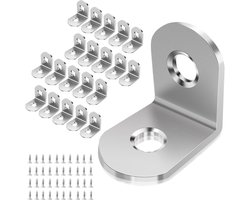 EXCITAT Hoekanker - Hoekverbinder - 90 graden hoekbeugel - RVS metalen hoek L beugel - met schroeven - voor meubels, stoelen, tafels, ramen - 20 x 20 mm - 20 stuks