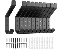 EXCITAT Kapstokhaken - set van 10 - Schroefvaste haak - 10 cm - Metaal - Geschikt voor akoestische panelen - slaapkamer, woonkamer, badkamer - Geschikt voor jassen, jacks, hoeden - zwart