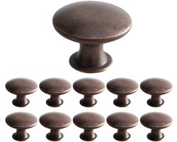 EXCITAT Kastgrepen - Kastknop - Meubelknop - Kastdeurgrepen - Meubelaccessoires - Deurknopjes - Deurknoppen voor kasten - Meubelbeslag - Meubelknoppen - geschikt voor dressoirs, kasten, badkamers - 10 stuks - 30 mm diameter - Antiek brons