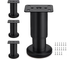 EXCITAT Kastpoten - Verstelbaar - Meubelpoten - Geschikt voor banken, tafels, kasten, bedden, nachtkastjes, salontafels - Zwart