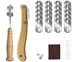 EXCITAT Keukengereedschap voor het snijden van brood - Broodmessenset - Broodmessen - Deegmes - Geschikt voor rechte en gebogen sneden - Inclusief 10 messen en leren etui