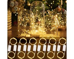EXCITAT LED Mini-lichtsnoeren - Miniatuur buitenlichtsnoeren - DIY kleine waterdichte lichtsnoeren - Geschikt voor feest-, bruilofts- en vakantieverlichtingsdecoraties - Warm wit licht - 12 snoeren - 2 meter - 20 lampjes