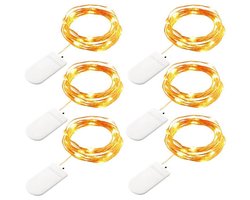 EXCITAT Lichtsnoer - 20 LED-lichtsnoeren - Geweldig voor kerstfeestjes, bruiloften, bijeenkomsten en kamer- en tuindecoraties - Warm wit - 6 stuks