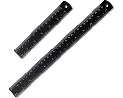 EXCITAT Liniaal - Metalen liniaal - Dubbelzijdige schaalverdeling - Meetinstrument - Voor studenten, ingenieurs, architecten en technici