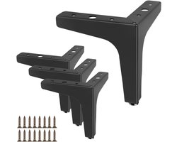 EXCITAT Meubelpootjes - meubelpoten set van 4 - driehoekige tafelpoten - metalen poten - 10 cm - geschikt voor salontafel, kast, bank, nachtkastje, tv-kast, lade - zwarte