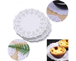 EXCITAT Ronde papieren placemats - Wegwerp papieren placemats - Perfect voor papieren placemats, onderzetters en tafeldecoraties - 3,5 inch - 150 stuks - Wit