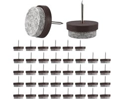 EXCITAT Vilt meubelglijders - stoelglijders - stoelkussen van 9 mm dik - stoelglijders met spijkers - 24 mm - 40 stuks - bruin
