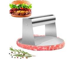 EXCITAT Vleespers - Roestvrij staal - Handmatige vleespers - Geschikt voor hamburgers, vleespasteitjes en grillen - 14*7,5cm