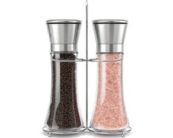 EXCITAT Zout- en pepermolenset - RVS handmatige molen - Peper- en zoutmolen - Navulbaar - Instelbare grofheid