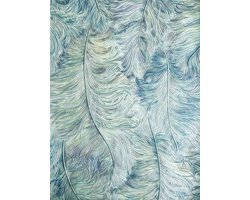 Exclusief behang Profhome 822207 vinylbehang gestempeld met veren glimmend blauw pastelviolet crèmewit zilver 5,33 m2