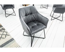 Exclusief design stoel LOFT fluweel zilvergrijs met armleuning - 42472