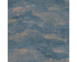 Exclusief luxe behang Profhome 786561-GU vliesbehang hardvinyl warmdruk in reliëf gestructureerd met abstract patroon en metalen accenten blauw goud groenblauw 5,33 m2