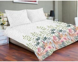Exclusieve Katoen satijnen dekbedovertrekset 160x200cm met bloemenprint