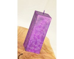 Exclusieve KWADRANT KAARS Breed, hoogte 16 cm - uitgevoerd in LILA Polymico - Gemaakt door Candles by Milanne uit Nederland - BEKIJK VIDEO