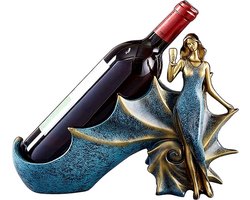 Exclusieve Wijnfleshouder - Zeemeermin - Kunsthars - Aqua - Blikvanger - Wijnaccessoire - Cadeau wijnliefhebber - Woondecoratie - Wijnrek - Wijnflessenhouder - Flessenhouder - Drankfleshouder - Verjaardag - Vaderdag - Moederdag - Groen - Blauw