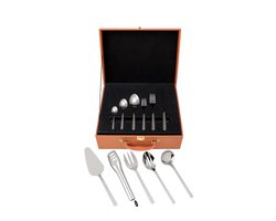 Exclusive Bestekset – 48-delig (6 personen) – Luxe Bruine Koffer – RVS – Vaatwasserbestendig – Inclusief Serveerbestek
