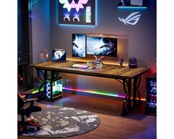 Executive Industriële Bureautafel 180x80x75 cm – Robuust Thuiskantoor Bureau met Metalen Frame, Grote Werktafel voor Computertafels, Chefbureau & Vergadertafel – Bruin/Zwart | Abkantoor