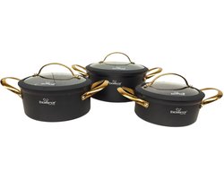 Exelence pannenset 6 delig 18-20-24 cm. Alle warmtebronnen. Gesmeed aluminium. Antiaambaklaag.