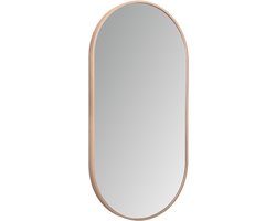EXELVIA AVALO Badkamerspiegel met LED Verlichting 50x100 cm – Ovaal – Geborsteld Koper – Inclusief Verwarming (Anti-Condens) – Dimbaar 3500-6500K – Luxe Design