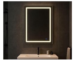 Exelvia Badkamerspiegel 60x80 cm met Verlichting – 3 Instelbare Witte Kleuren – LED Spiegel voor Badkamer