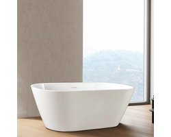 EXELVIA Vrijstaand Bad 180x80x58 cm – Luxe Acryl Ligbad – Glanzend Wit – Inclusief Afvoerset & Click Waste – Modern Design