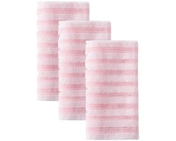 Exfoliërende handdoeken 3-pack - Exfoliërende handdoek voor de rug - Geschikt voor de gevoelige en ruwe huid - Roze strepen