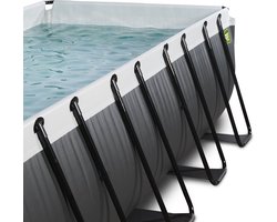 EXIT Black Leather zwembad 400x200x100cm met zandfilterpomp en overkapping en warmtepomp - zwart