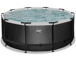 EXIT Black Leather zwembad ø360x122cm met filterpomp - zwart
