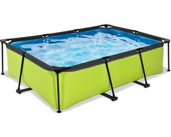 EXIT Lime Frame Zwembad 220x150x65cm - Opzetzwembad - met Filterpomp - Rechthoekig - Groen