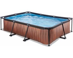 EXIT Wood Frame Zwembad 220x150x65cm - Opzetzwembad - met Filterpomp - Rechthoekig - Bruin