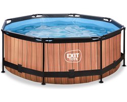 EXIT Wood Frame Zwembad ø244 - Opzetzwembad - met Filterpomp - Rond - Bruin