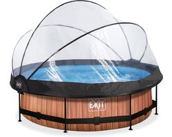 EXIT Wood Frame Zwembad ø300 - Opzetzwembad - met Filterpomp & Overkapping - Rond - Bruin