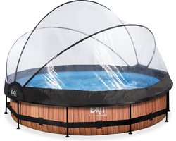 EXIT Wood Frame Zwembad ø360 - Opzetzwembad - met Filterpomp & Overkapping - Rond - Bruin