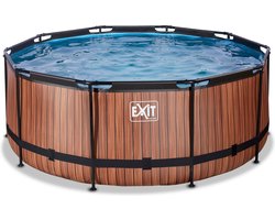 EXIT Wood Frame Zwembad ø360 - Opzetzwembad - met Filterpomp - Rond - Bruin