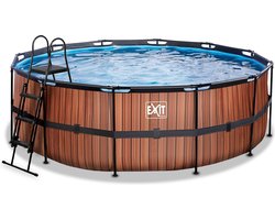 EXIT Wood Frame Zwembad ø427 - Opzetzwembad - met Filterpomp - Rond - Bruin