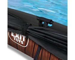 EXIT Wood zwembad 220x150x65cm met filterpomp en schaduwdoek - bruin