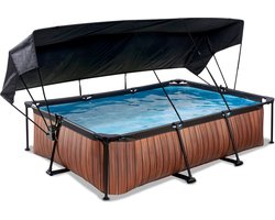 EXIT Wood zwembad 300x200x65cm met filterpomp en schaduwdoek - bruin
