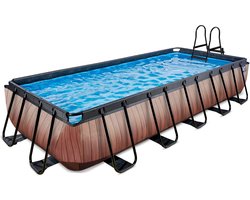 EXIT Wood zwembad 540x250x100cm met filterpomp - bruin