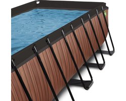 EXIT Wood zwembad 540x250x122cm met zandfilterpomp en overkapping - bruin